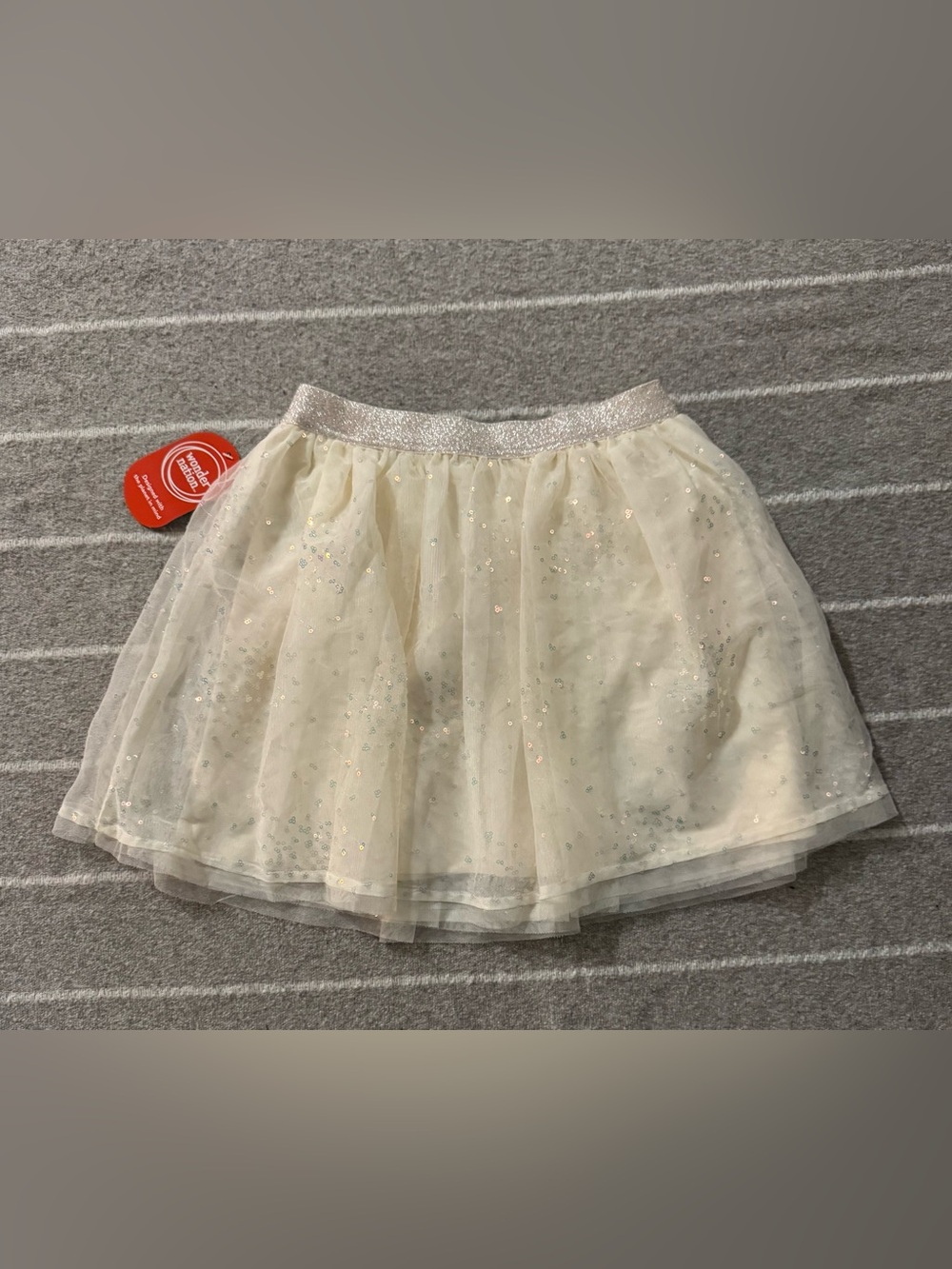 wonder nation Ivory Sequin Tulle Skirt with Shimmer Waistband